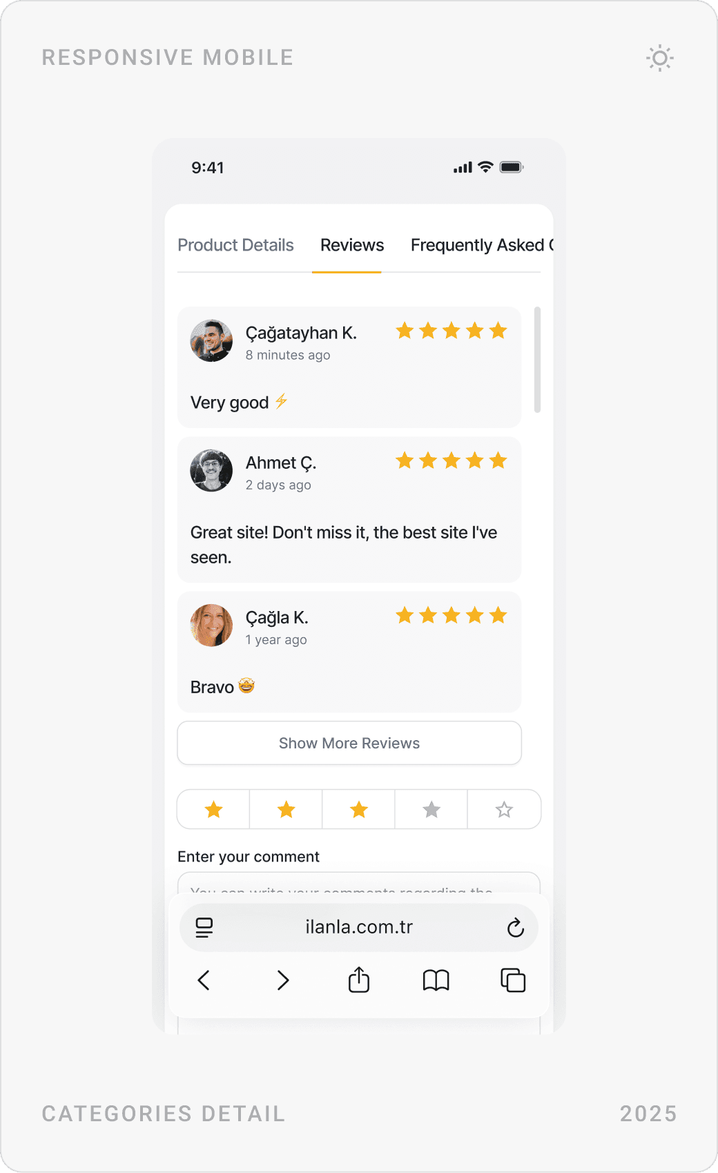 Mobile PUBG Mobile UC product page, product details with 28.80 TL price and buy button, and the reviews tab