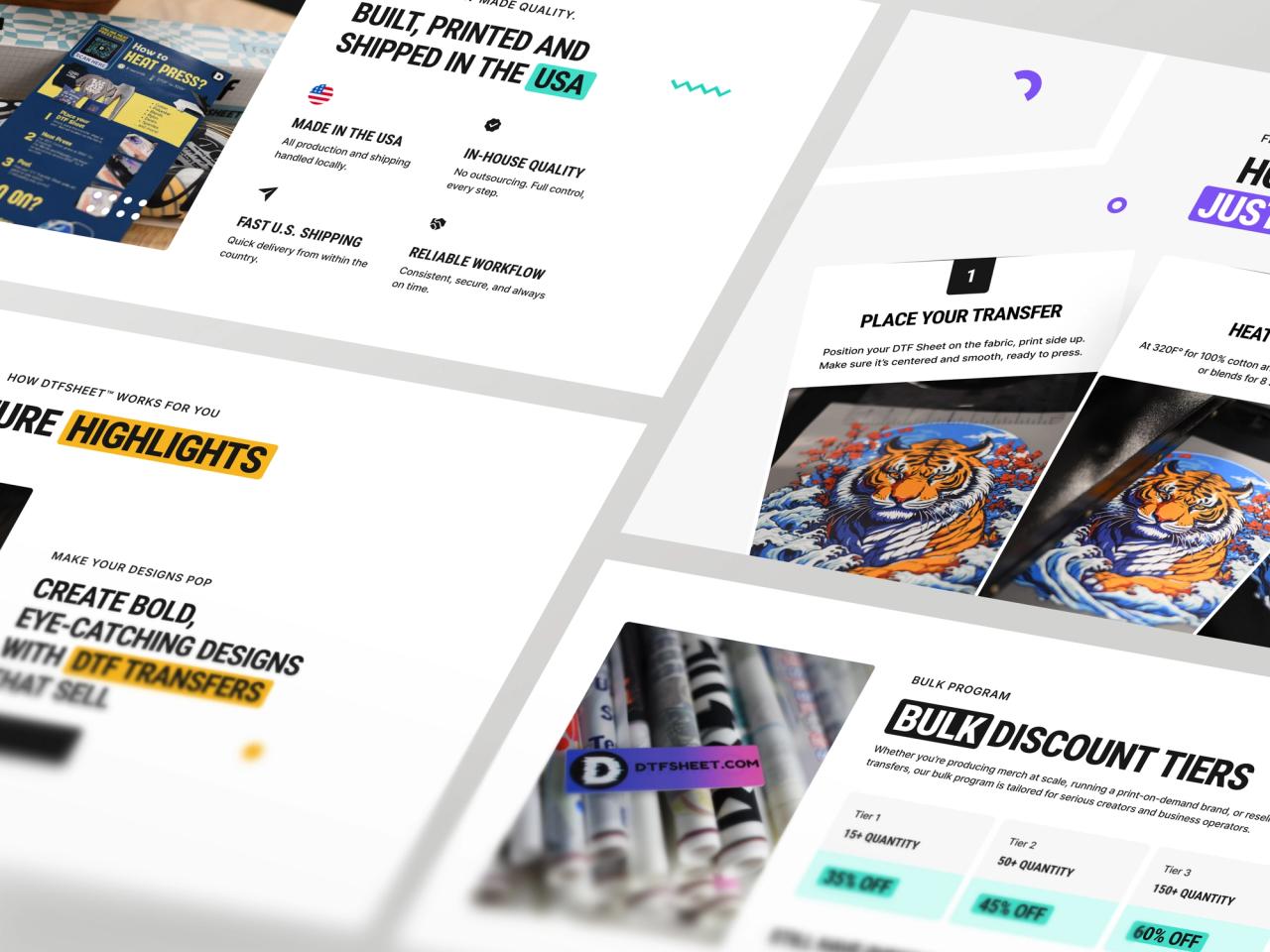 DTFSheet · DTF Transfer Landing Page Bölümleri