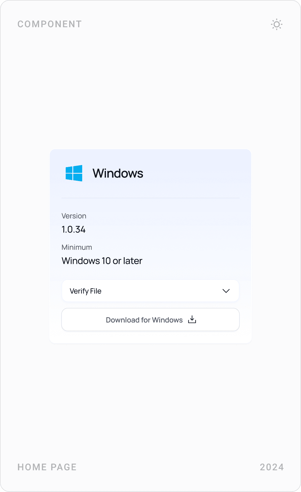 Download cards for Windows, macOS and Google Chrome with version, minimum requirements and verification details