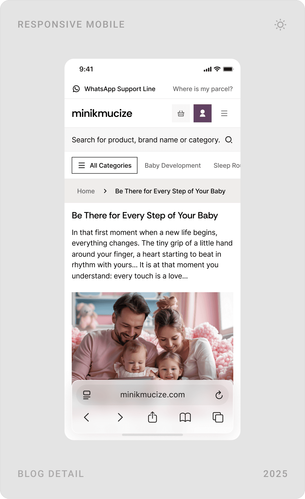 Mobile blog home, blog article detail and the “Birth & Pregnancy” blog category