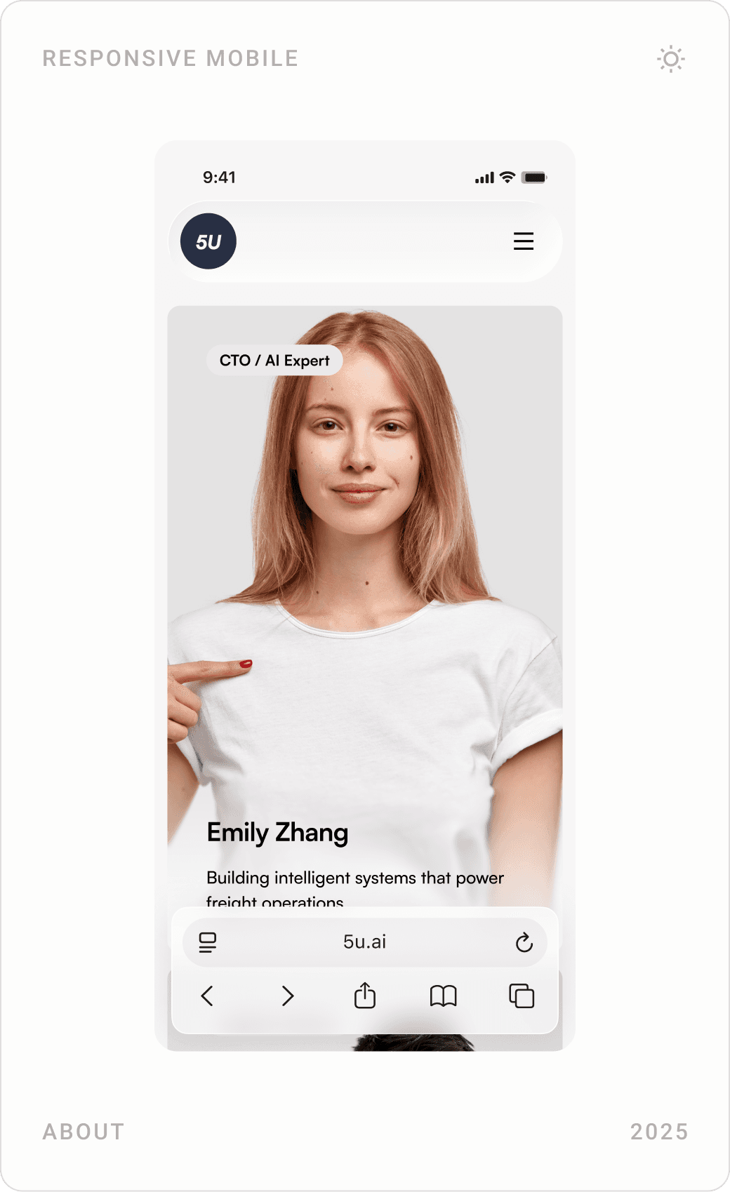 Mobile vision and team sections of the 5U AI about page