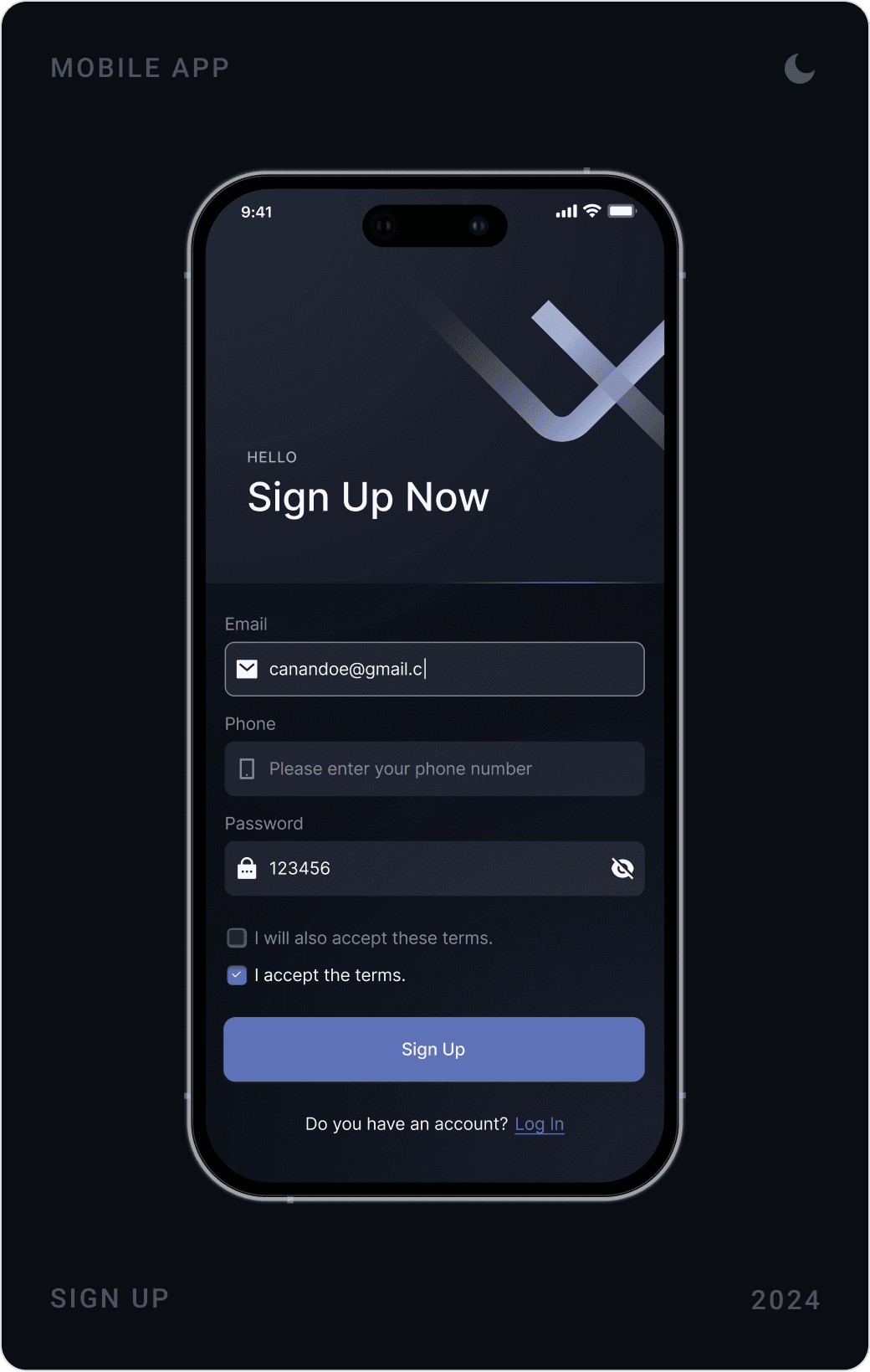 Dark “Log In Again”, “Did you forget your password?” and “Sign Up Now” screens with the Stock X mark
