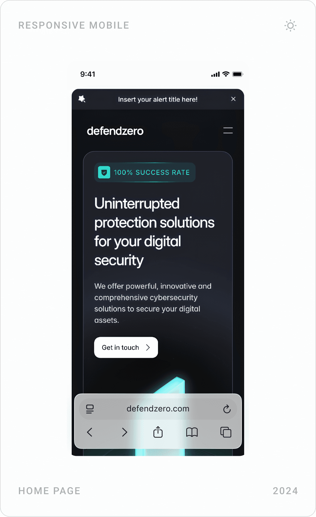 Mobile homepage: dark hero, services intro with Red Team card, and Blue Team and Purple Team cards