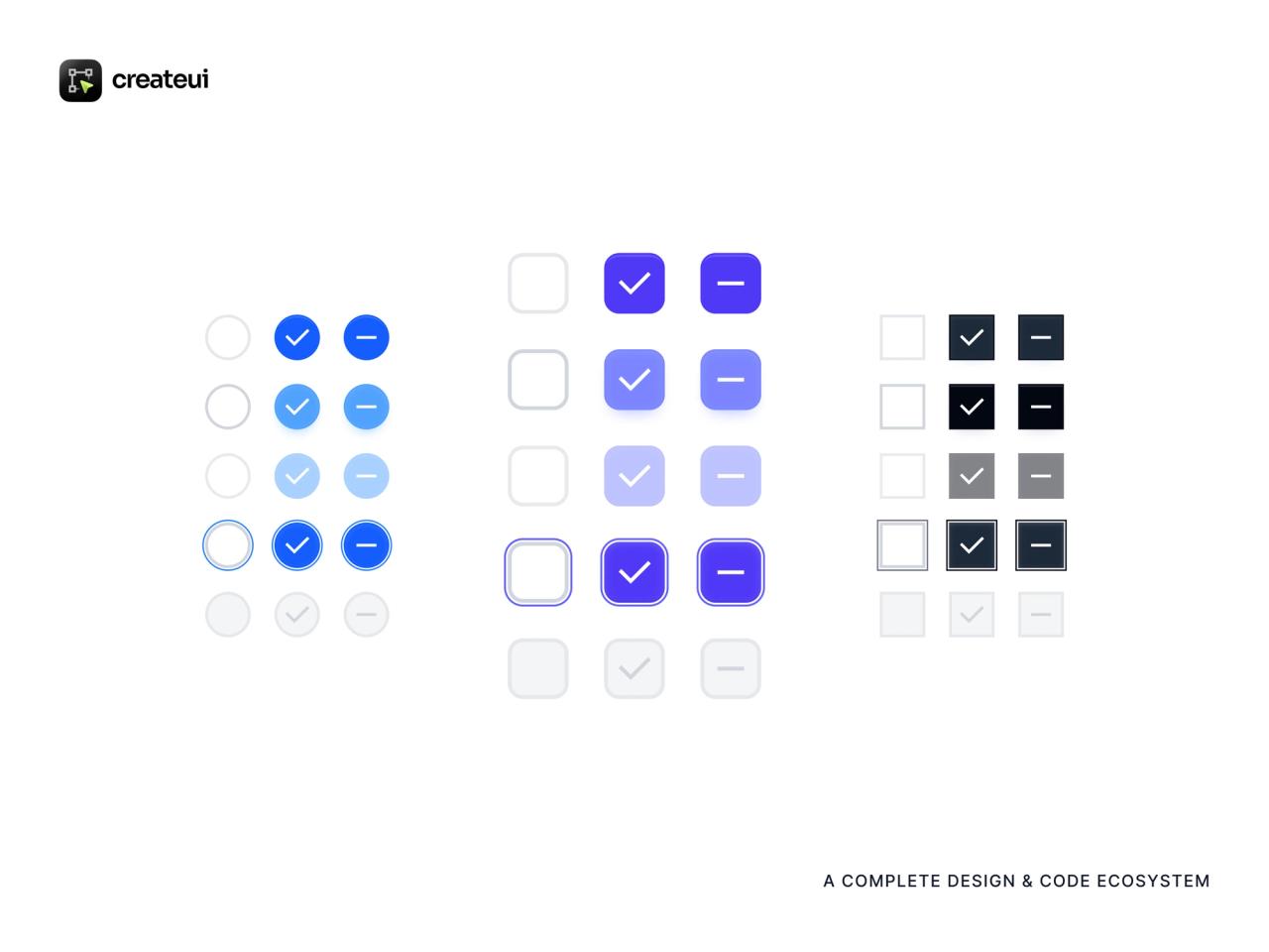Button, Checkbox and Chips components on the Create UI marketing grid