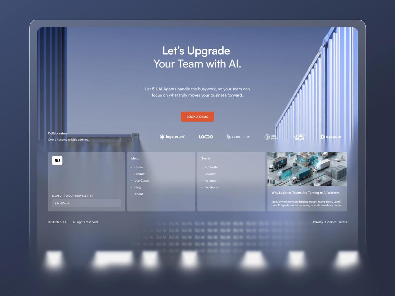 5U AI · Lojistik CTA ve Footer