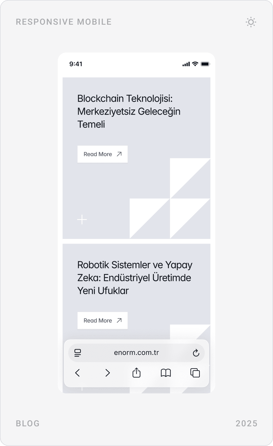 Mobile blog section with article cards and the “Learn more about our hardware and software solutions” call to action with brand logos