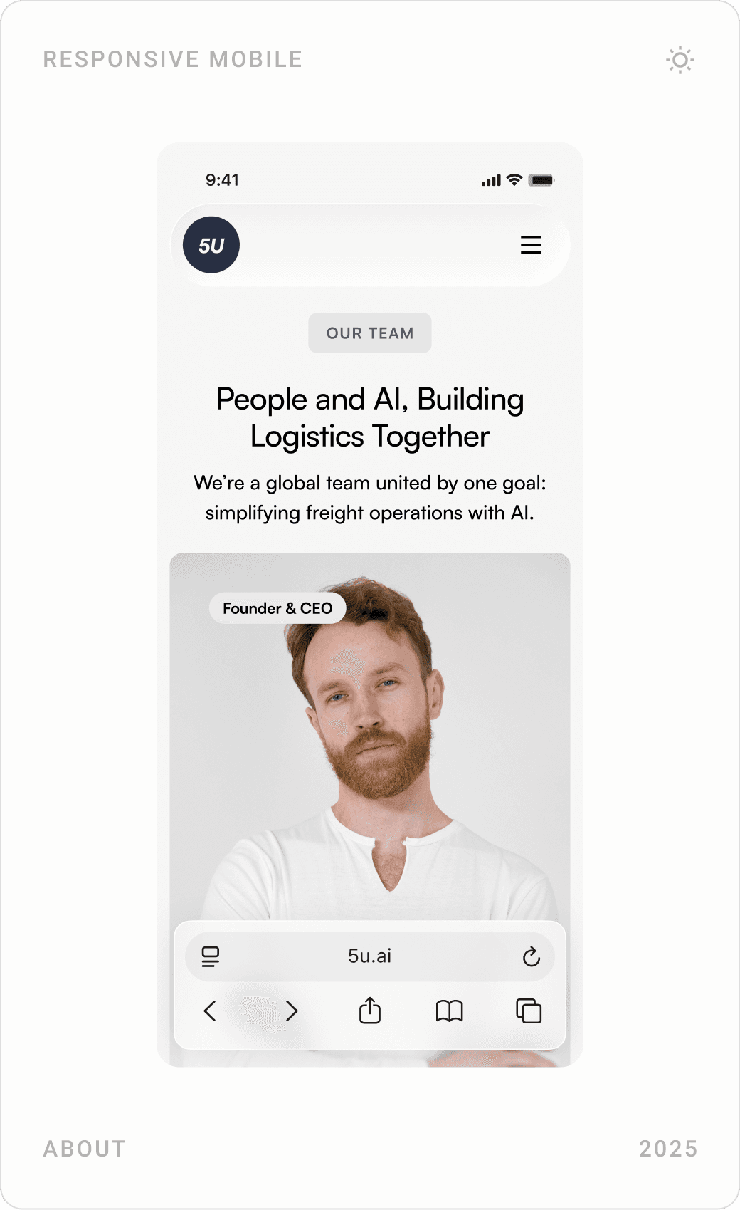 Mobile vision and team sections of the 5U AI about page