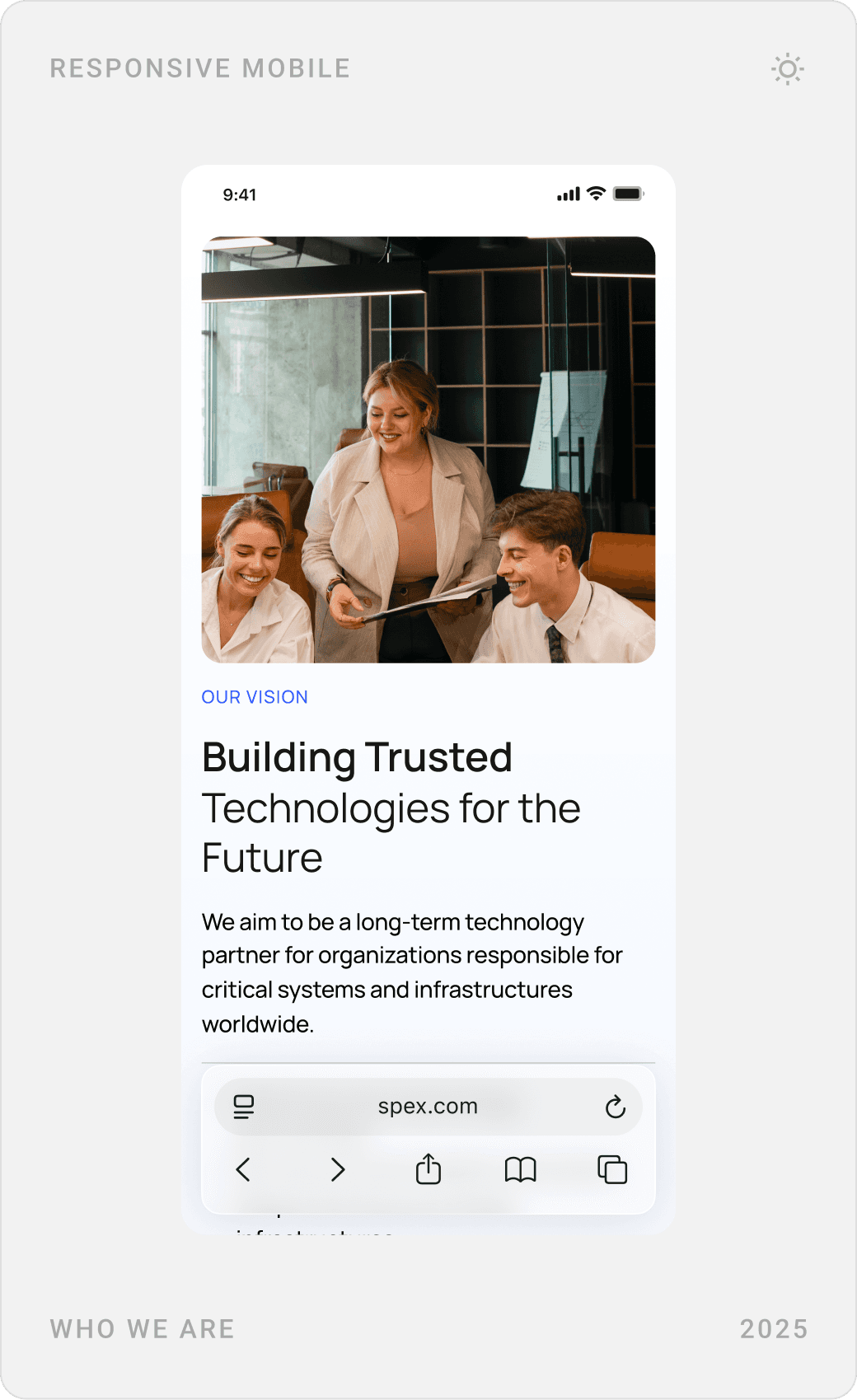 Mobile FAQ, “Get in touch with us” contact page with phone, email and map, and a “Building Trusted Technologies” section