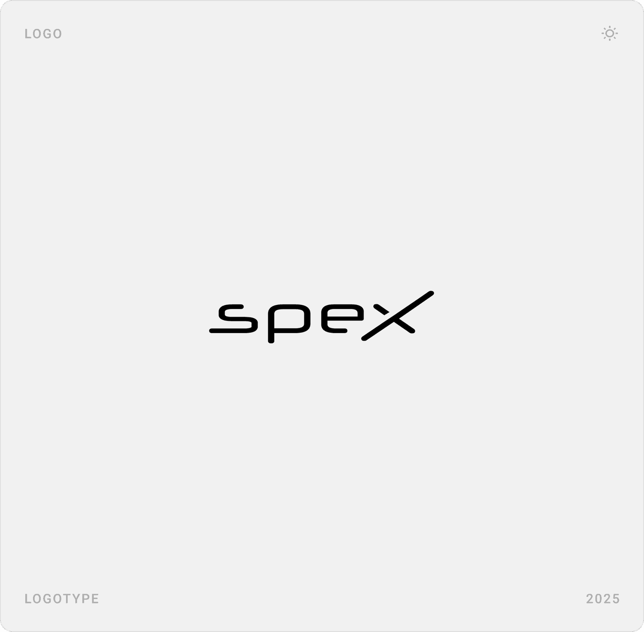 Spex logotype in black, and the “X” app icon drawn on a construction grid