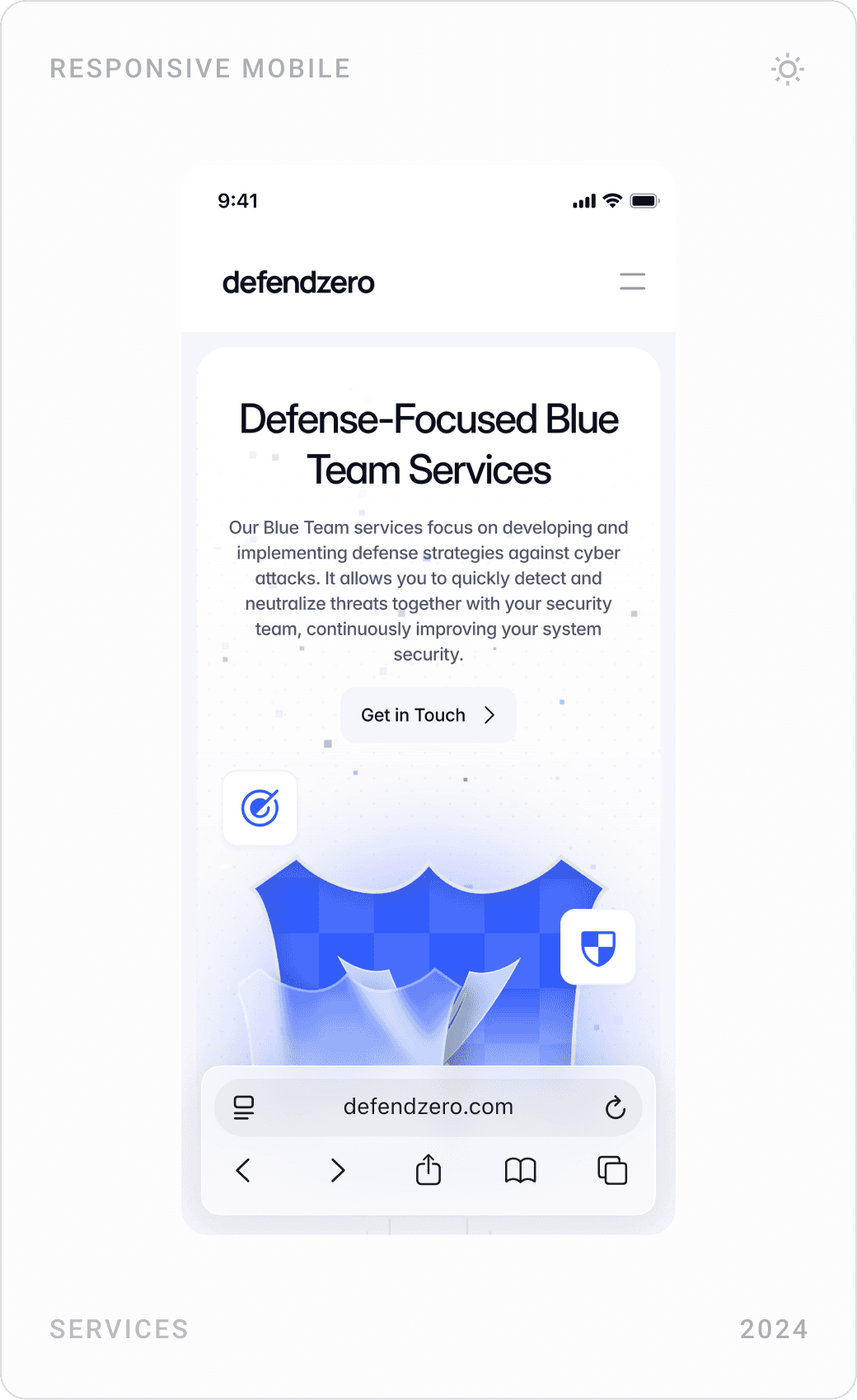 Blue Team mobile pages: hero, real-time monitoring and system patching, incident management and proactive defense strategies
