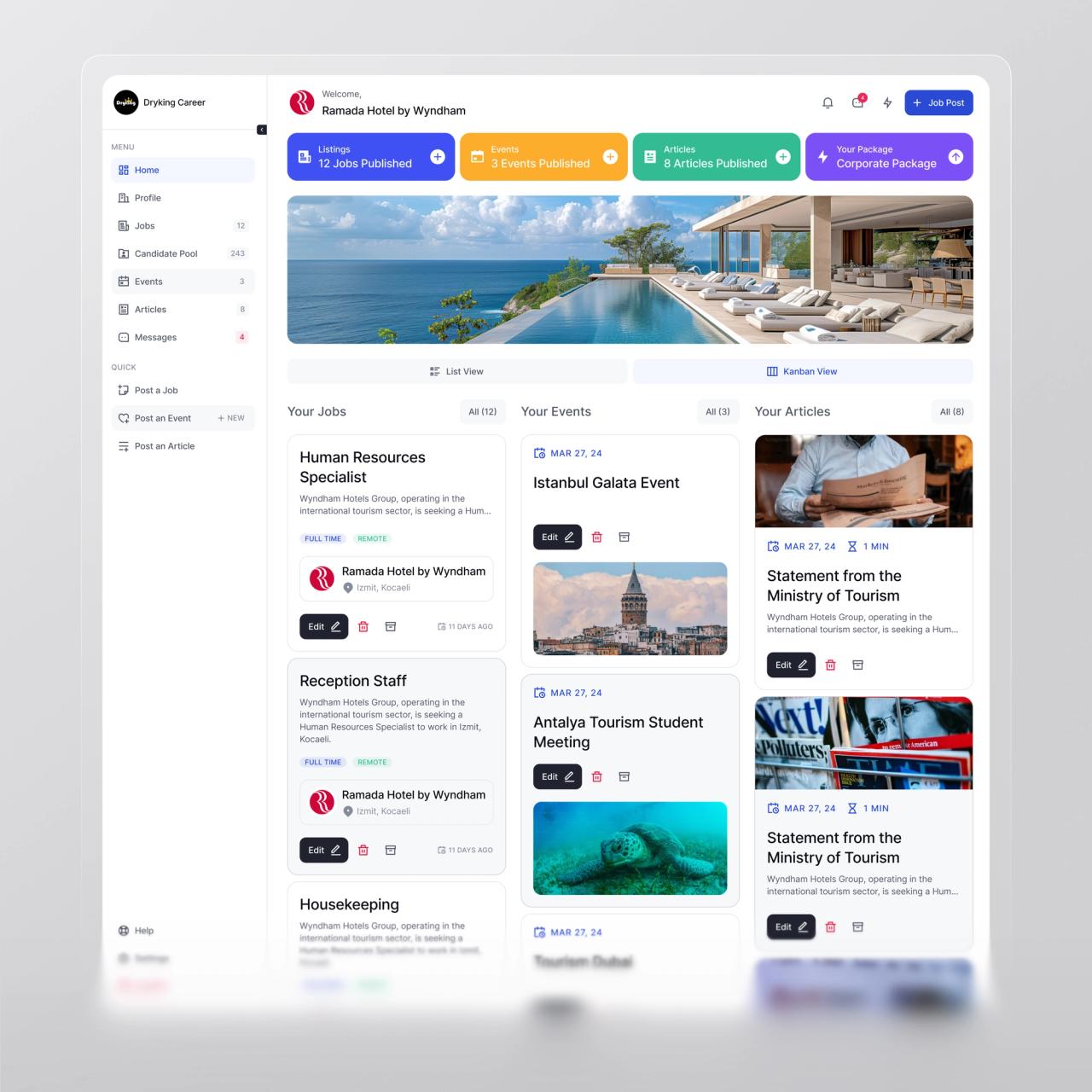 DryKing · Kariyer Platformu Akışı