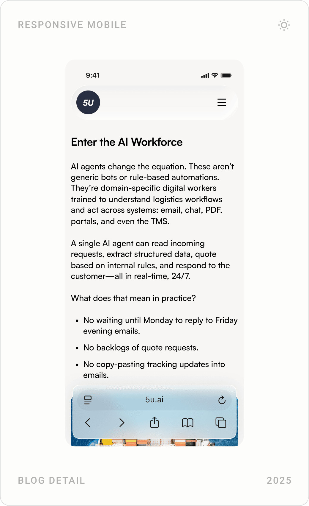 Mobile article template with long-form text and related posts