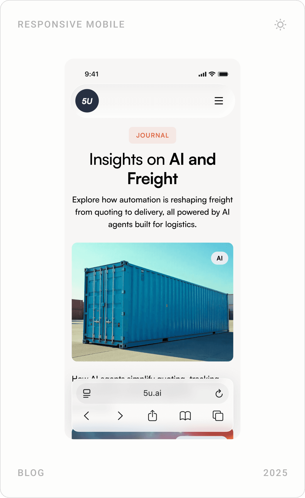 Mobile blog index and article cards