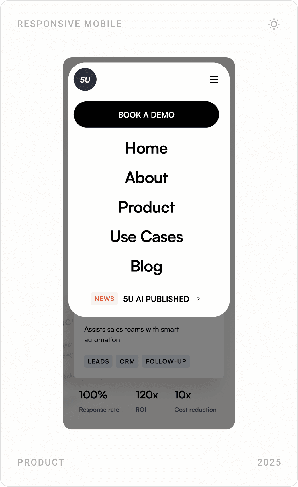 Mobile navigation menu, workflow builder and privacy policy page