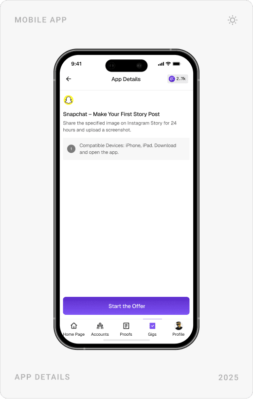 Evidence upload area with task rules, a Games events list with Wild Rift challenges, and an app offer detail page