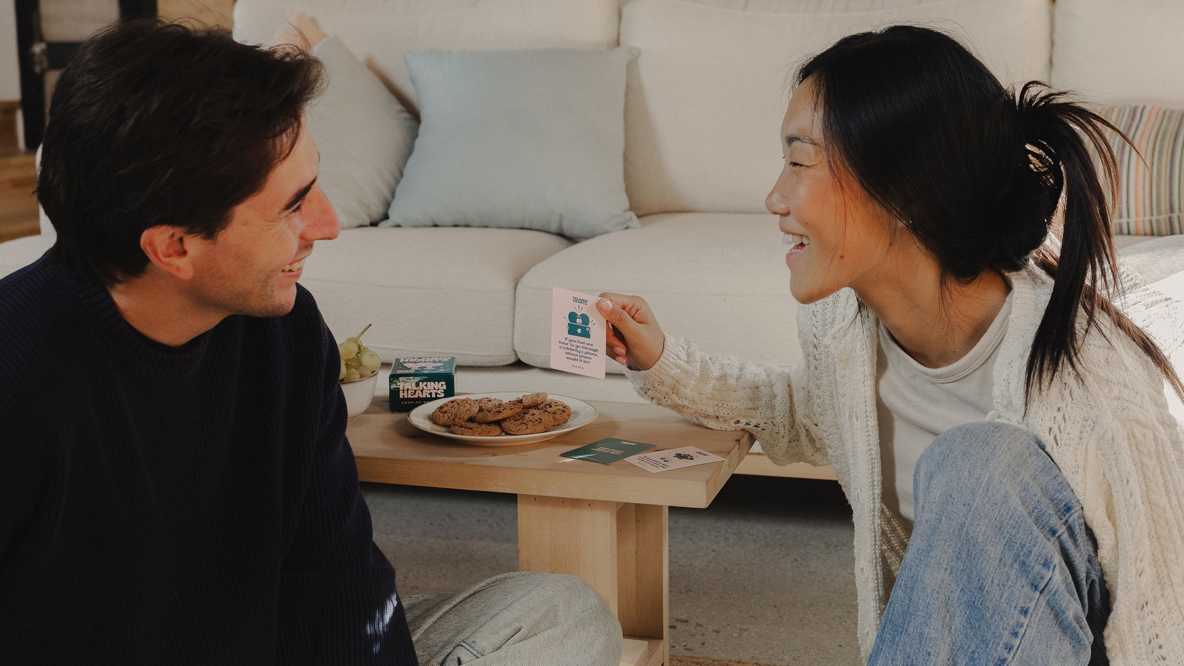 Couple playing Talking Hearts!