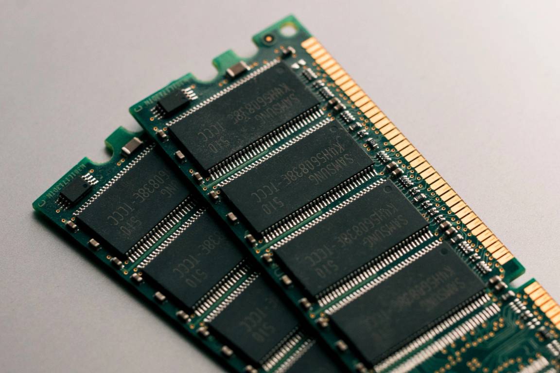 A photo of RAM memory chips