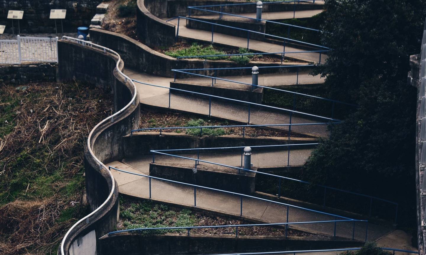 Zig-zagging stairs