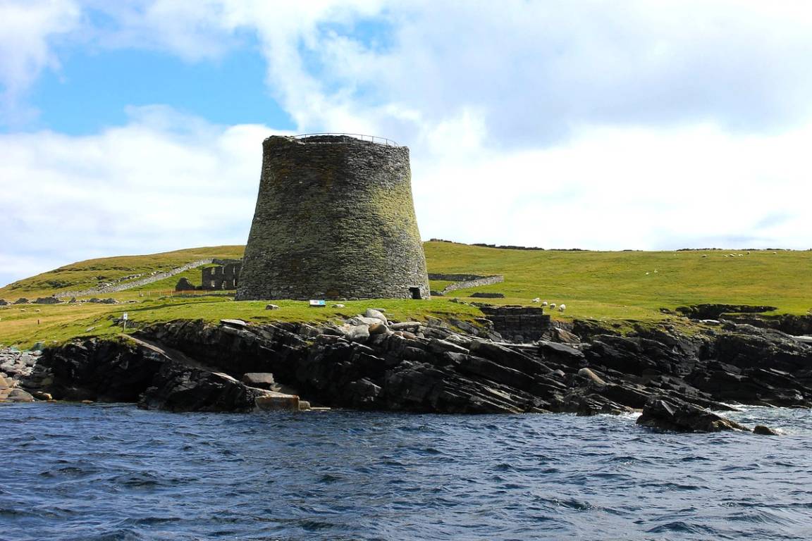 A photo of Broch Mousa, a circular stone fort