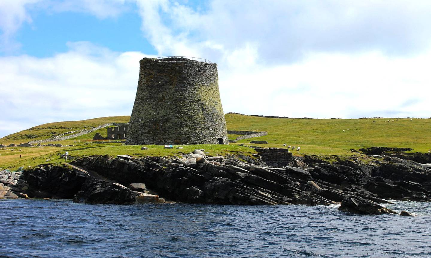 A photo of Broch Mousa, a circular stone fort