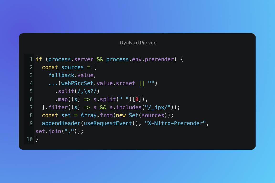 A screenshot of TypeScript source code for a secure Nuxt Image component