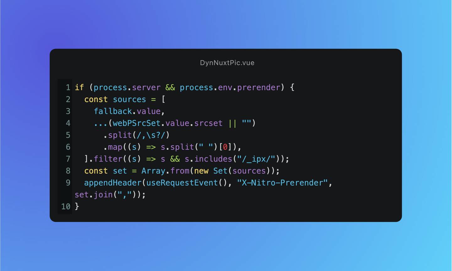 A screenshot of TypeScript source code for a secure Nuxt Image component