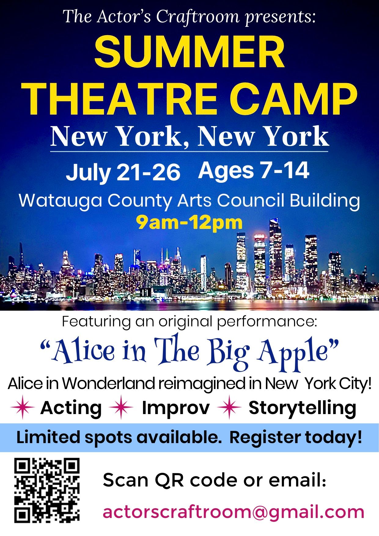 The Actor's Craftroom Summer Camp 2026 — New York, New York