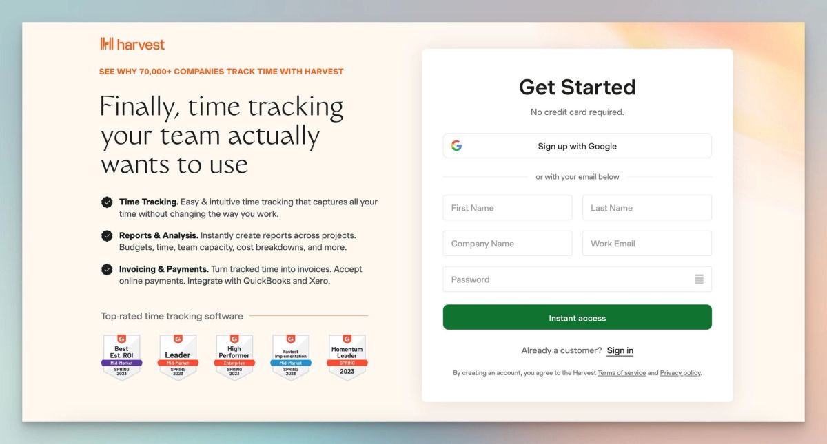 Exemple login page
