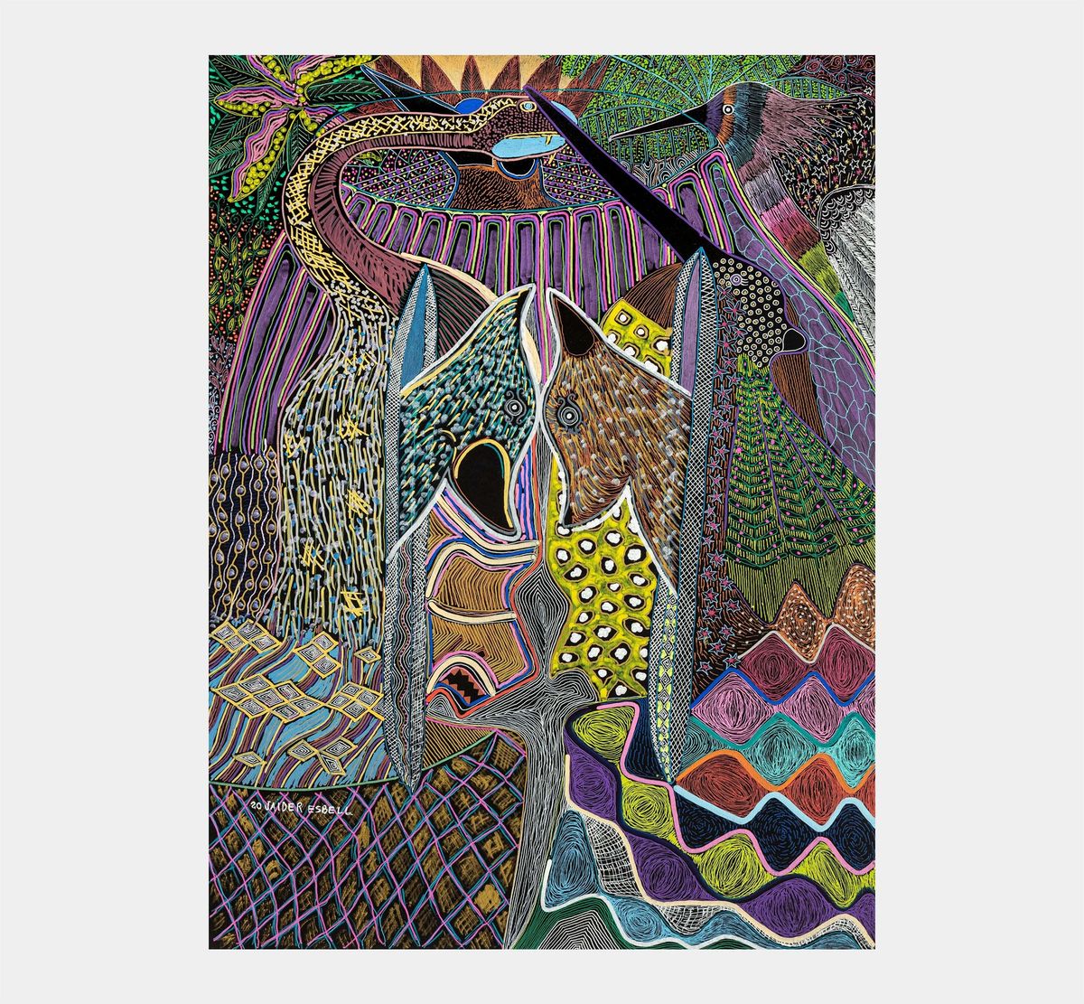 Jaider Esbell — Maikan e Tukui (Raposas e Beija-flores), 2020