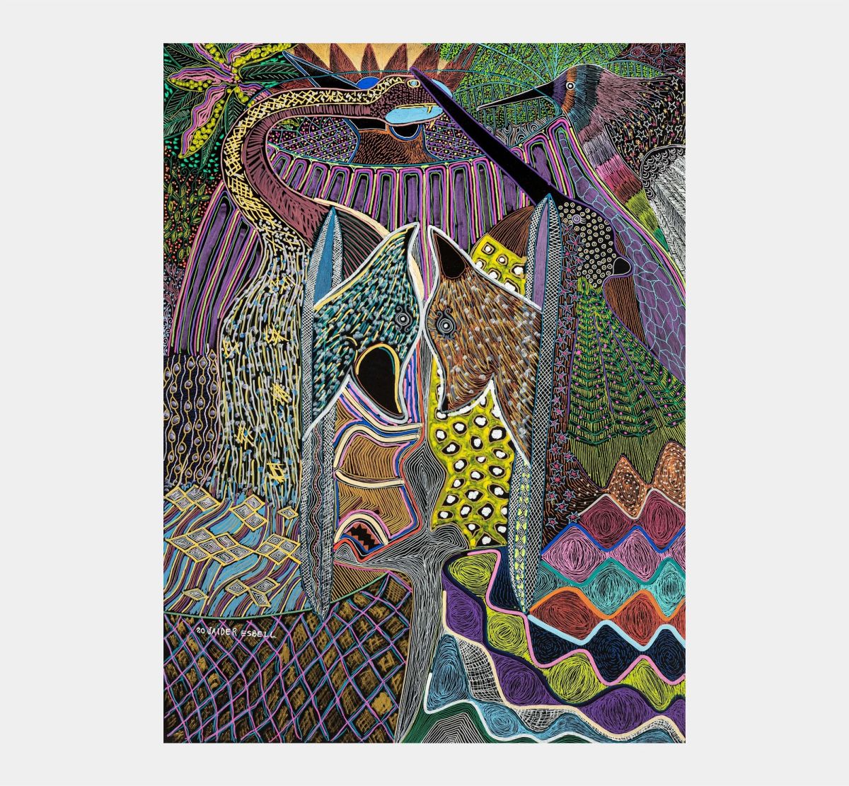Jaider Esbell — Maikan e Tukui (Raposas e Beija-flores), 2020
