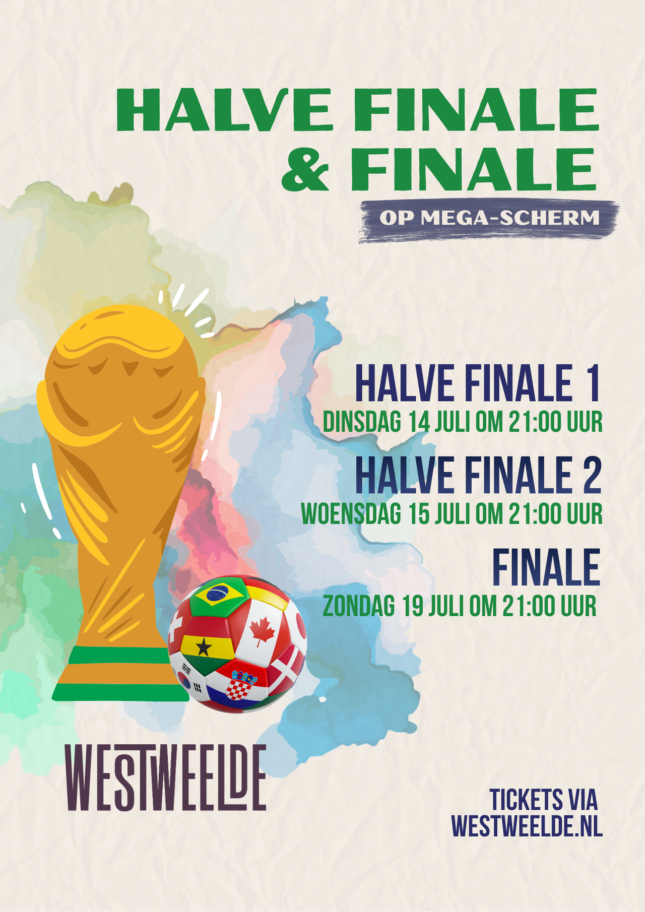 halve finale op mega scherm bij WestWeelde