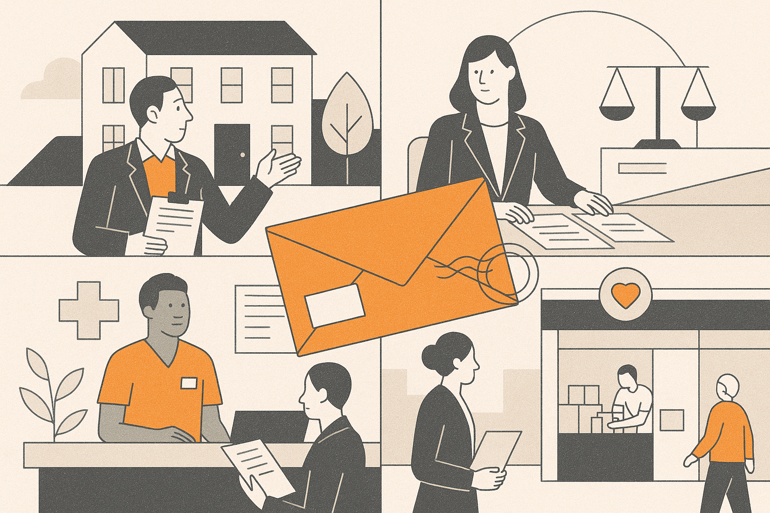Editorial illustration for the Intelliprint /industries page
