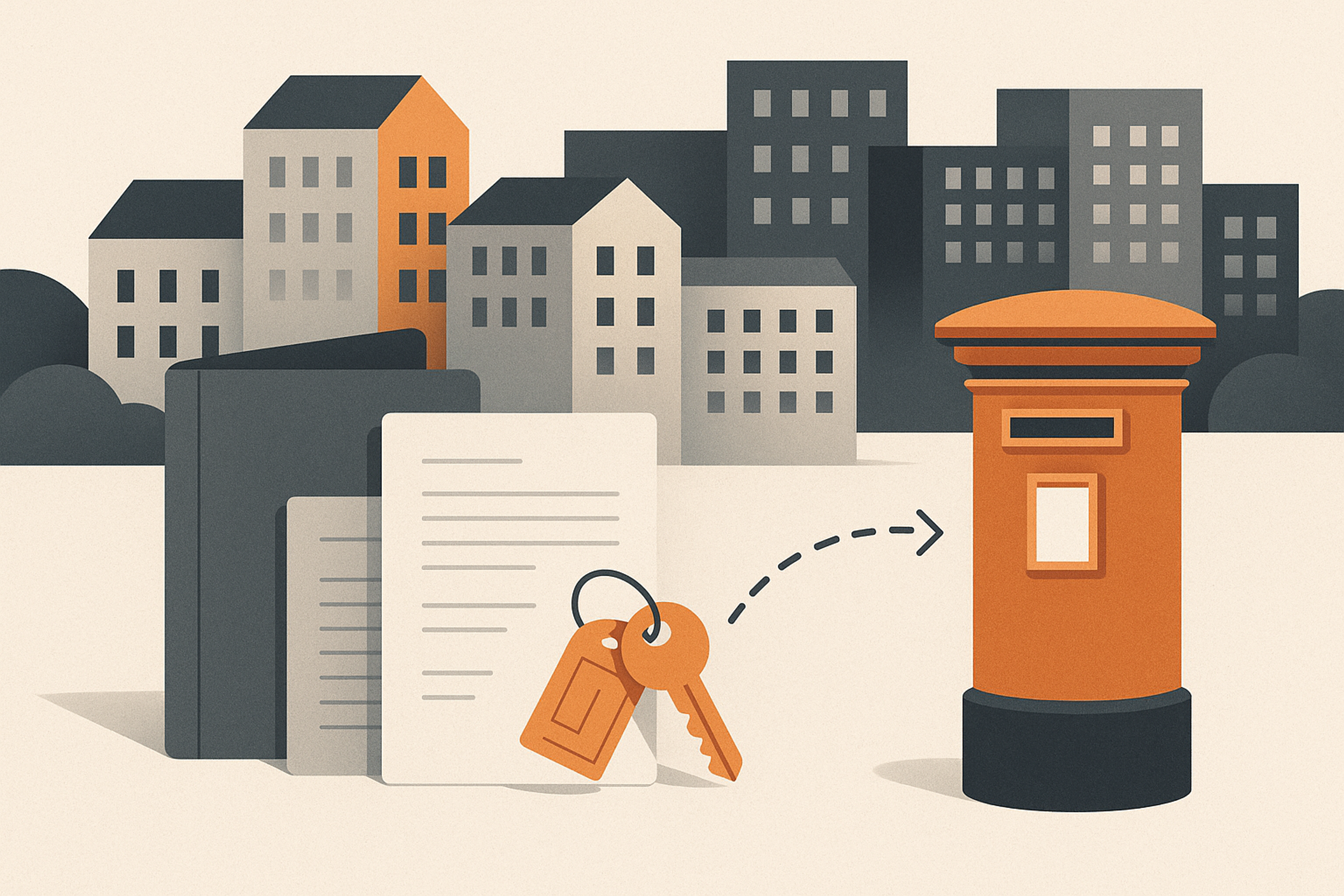 Illustration representing send tenancy offer letters and move-in packs for property management on Intelliprint