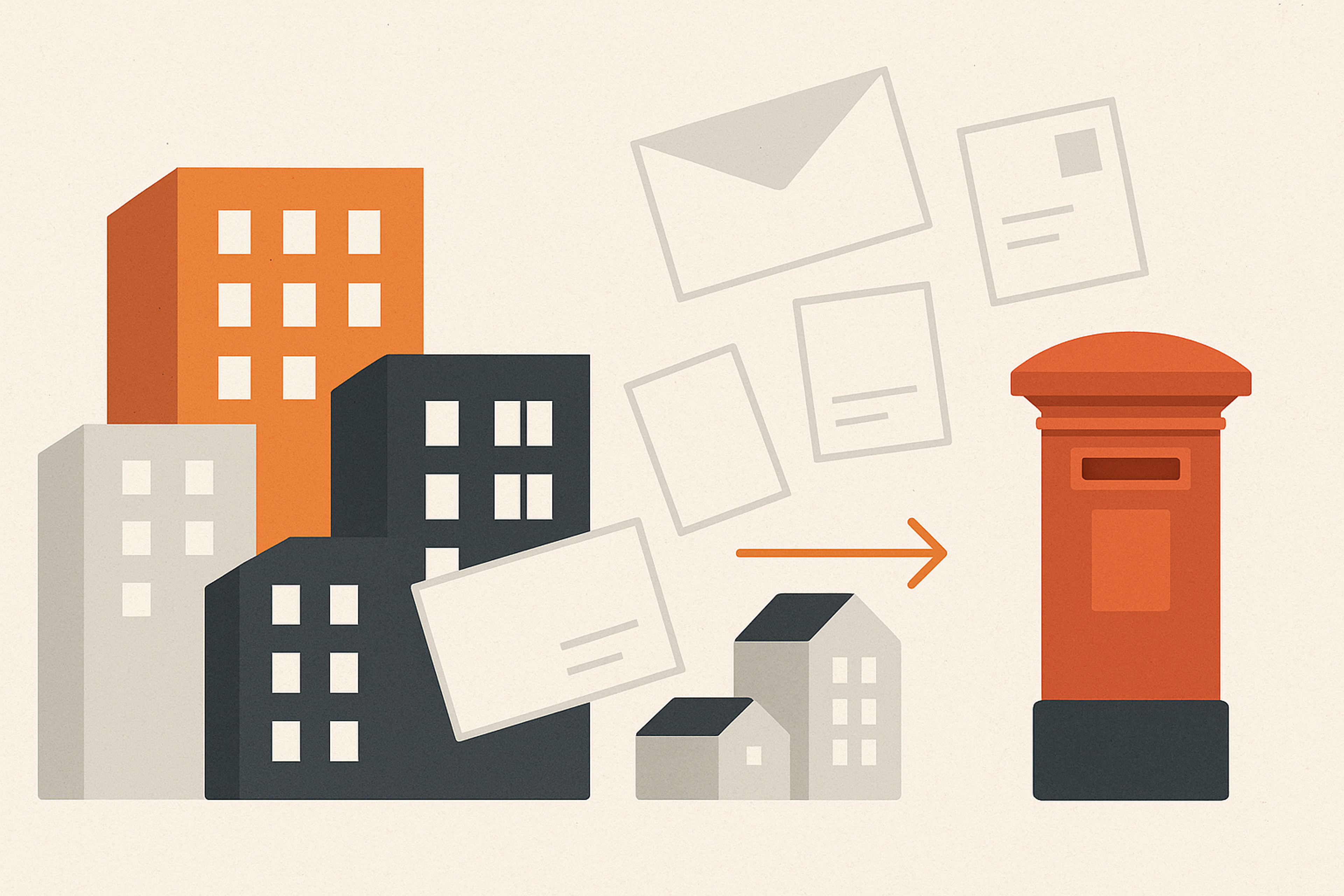 Illustration representing property management mail communications on Intelliprint