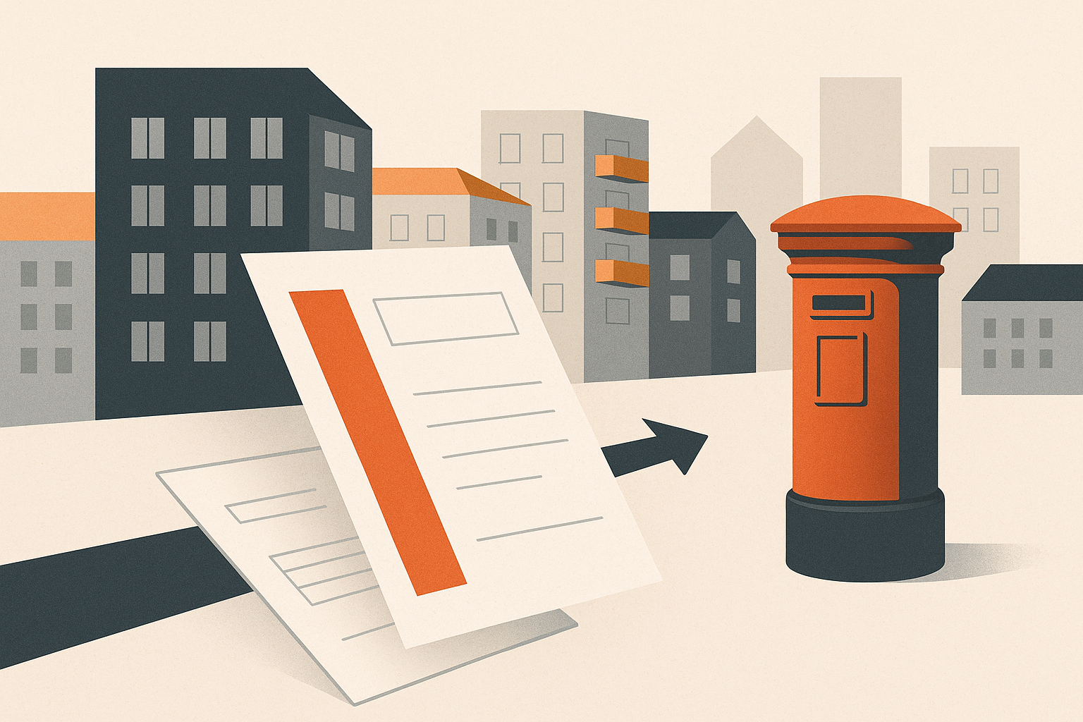 Illustration representing send dunning and collections letters for property management on Intelliprint
