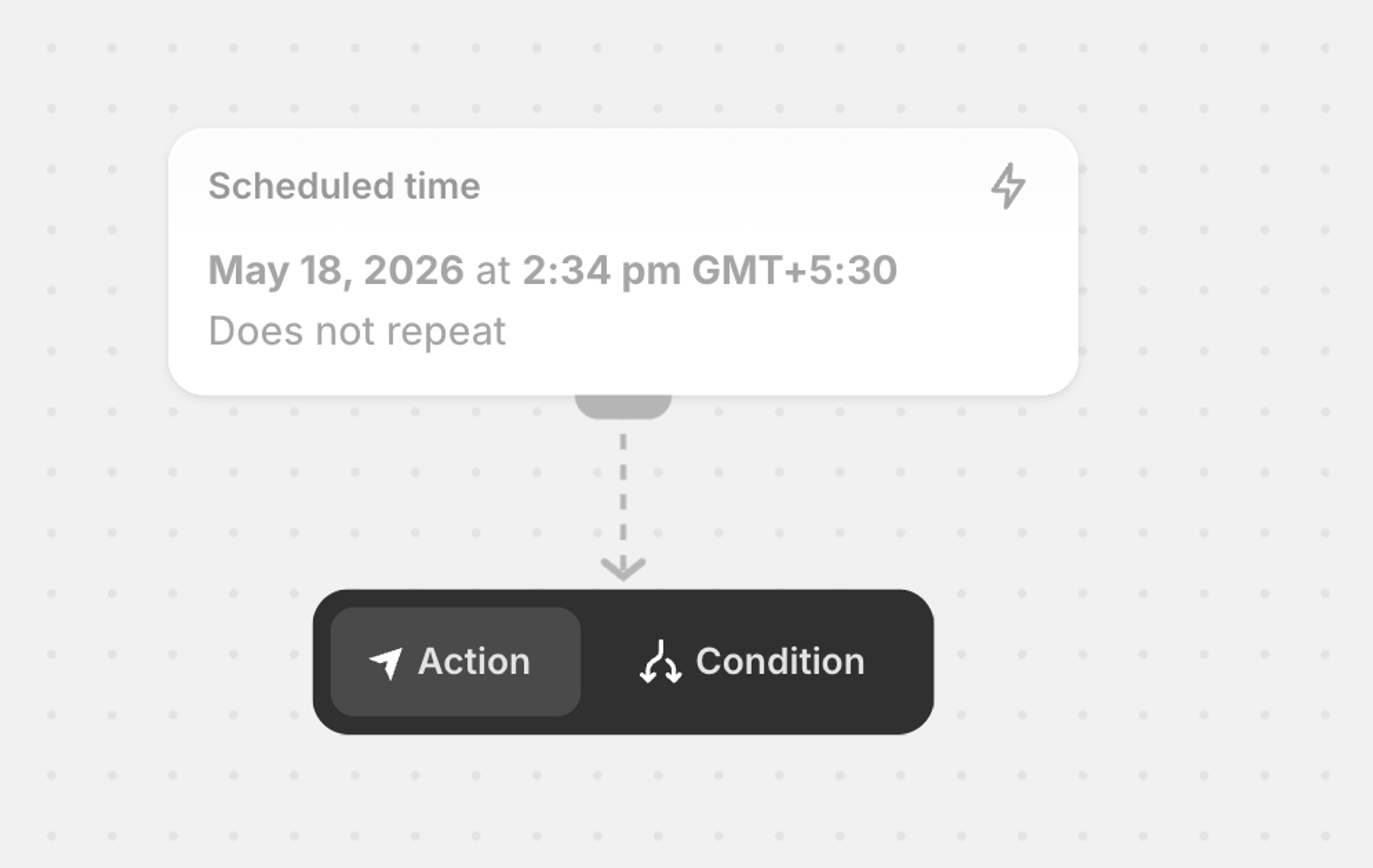 Adding an action beneath the trigger step in Shopify Flow