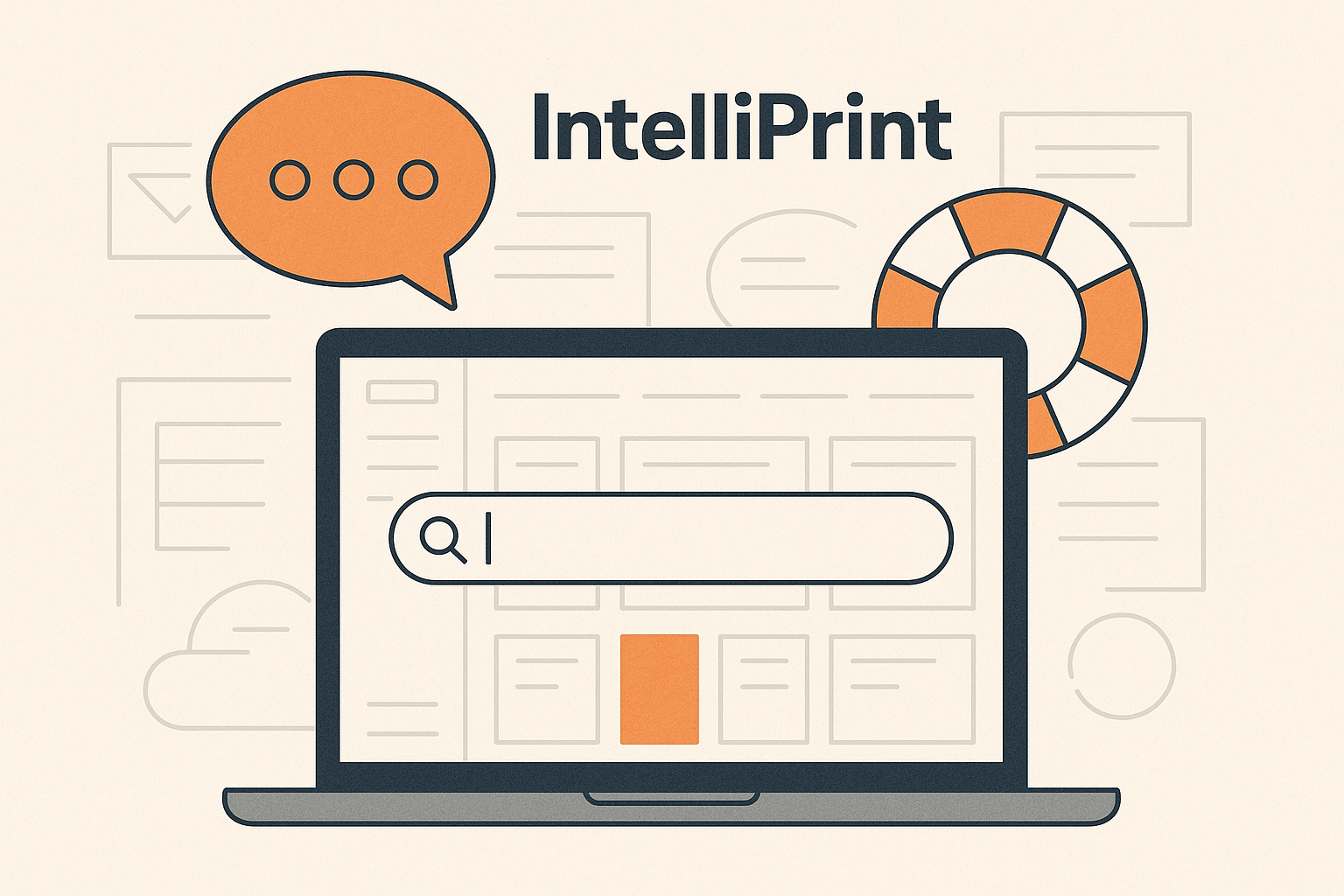 Editorial illustration for the Intelliprint /help page