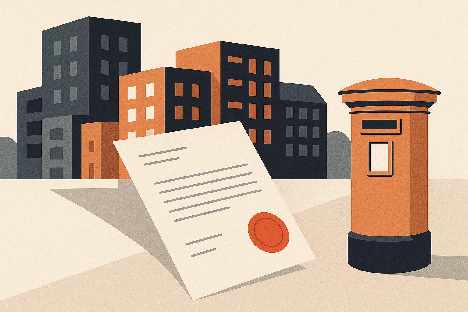 Illustration representing send court correspondence for property management on Intelliprint