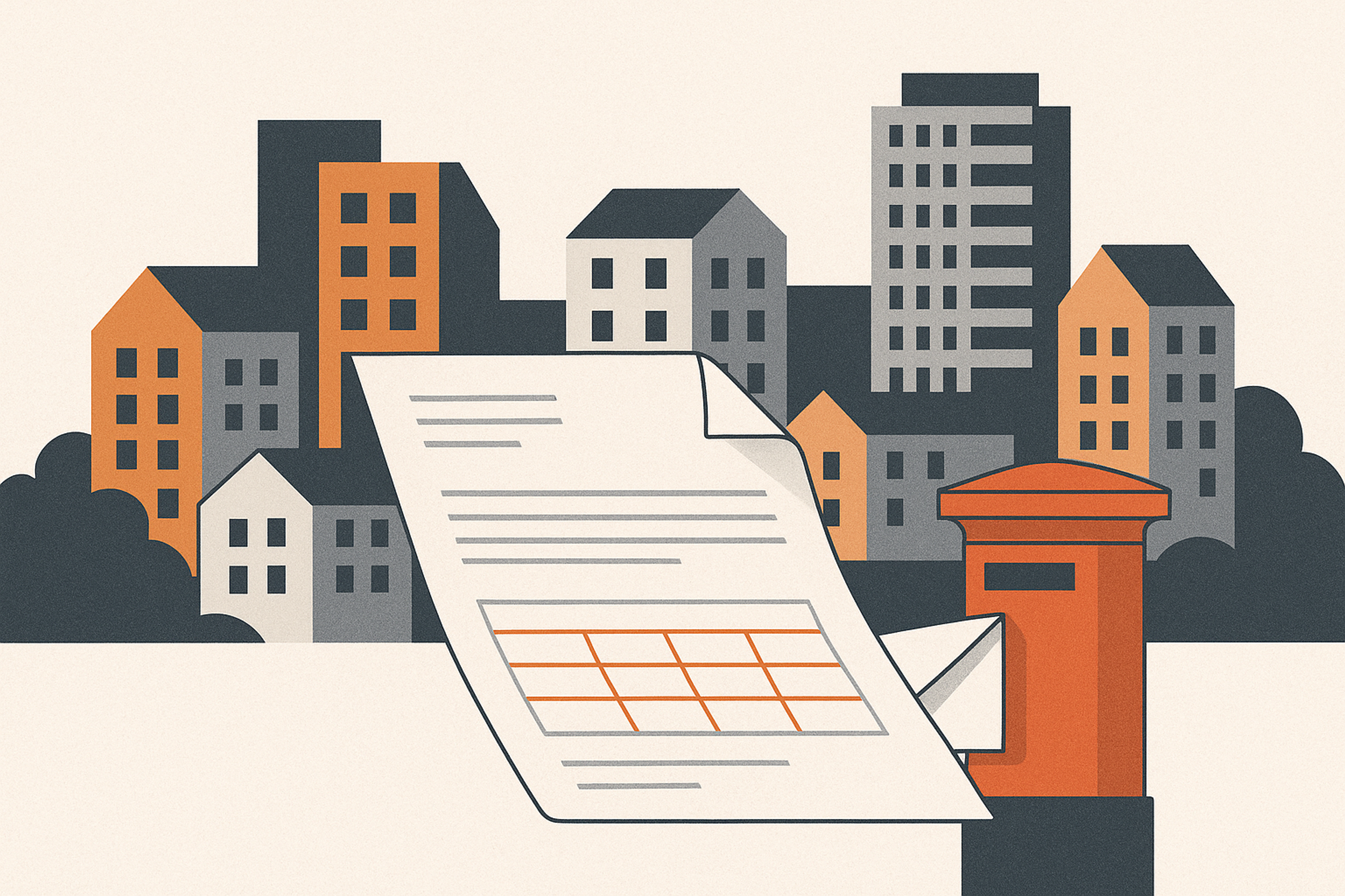 Illustration representing send monthly statements and invoices for property management on Intelliprint