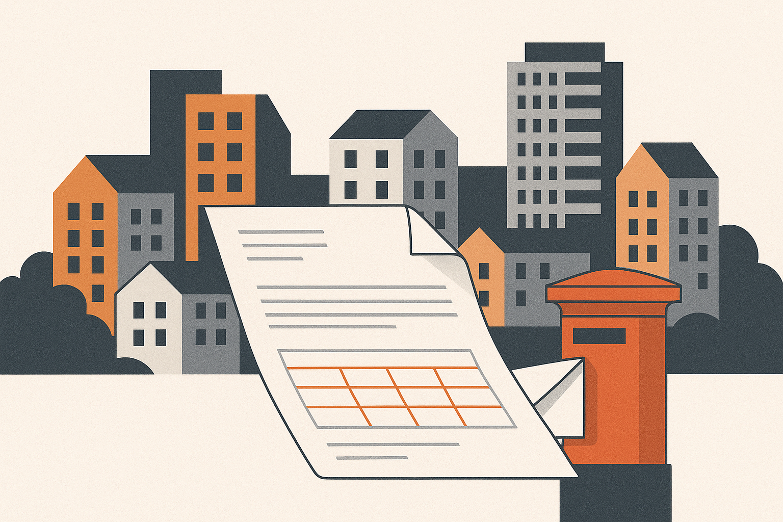 Illustration representing send monthly statements and invoices for property management on Intelliprint