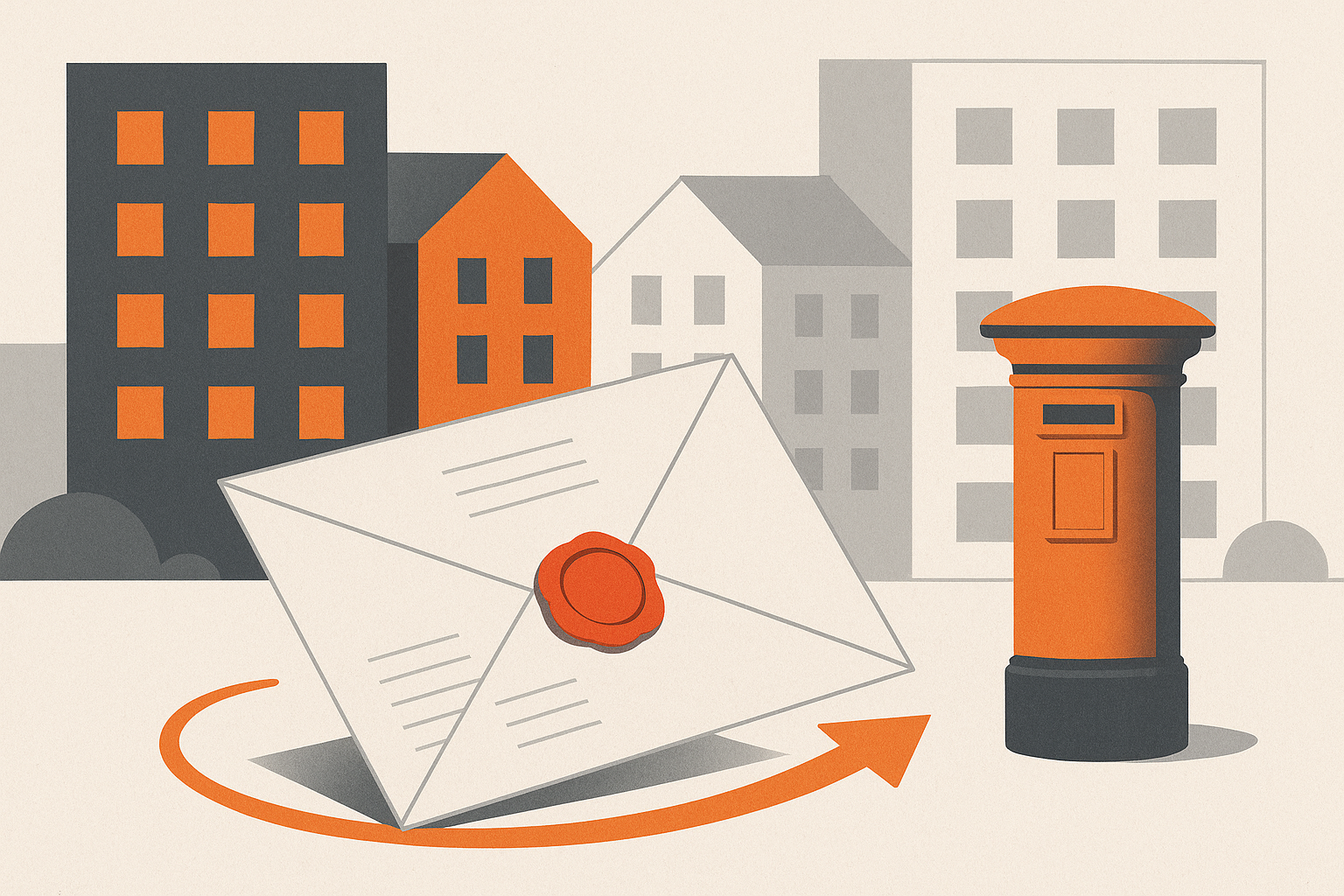 Illustration representing send letters before action for property management on Intelliprint