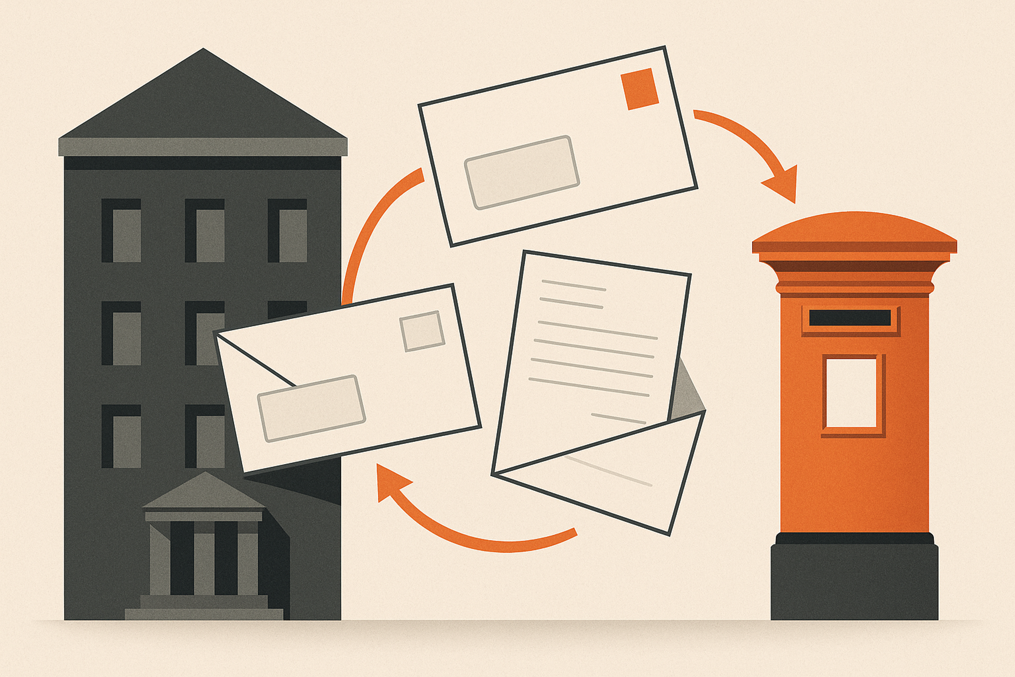 Illustration representing financial services mail communications on Intelliprint