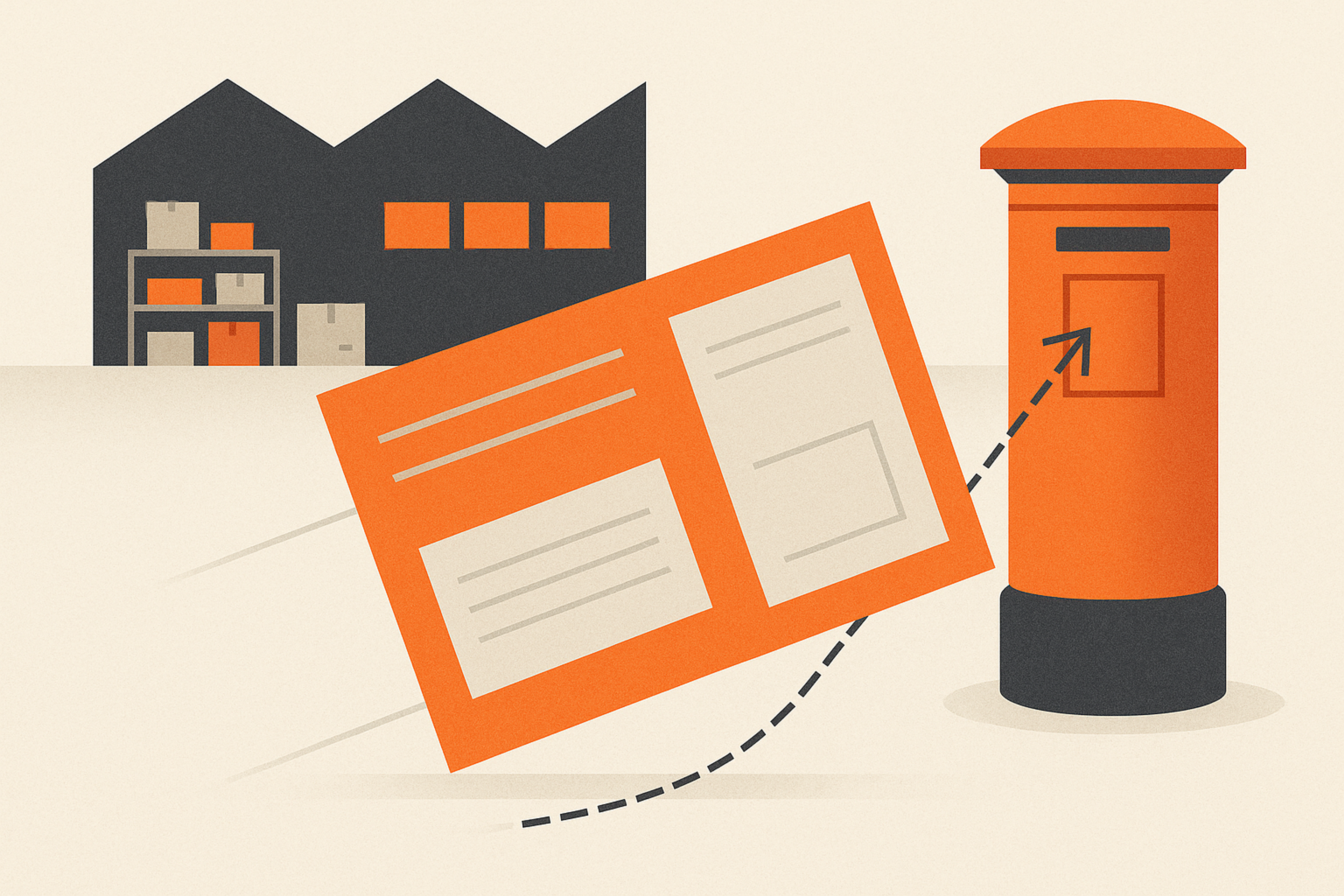 Illustration representing send abandoned cart postcards for ecommerce brands on Intelliprint