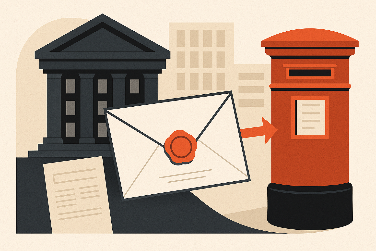 Illustration representing send letters before action for financial services on Intelliprint
