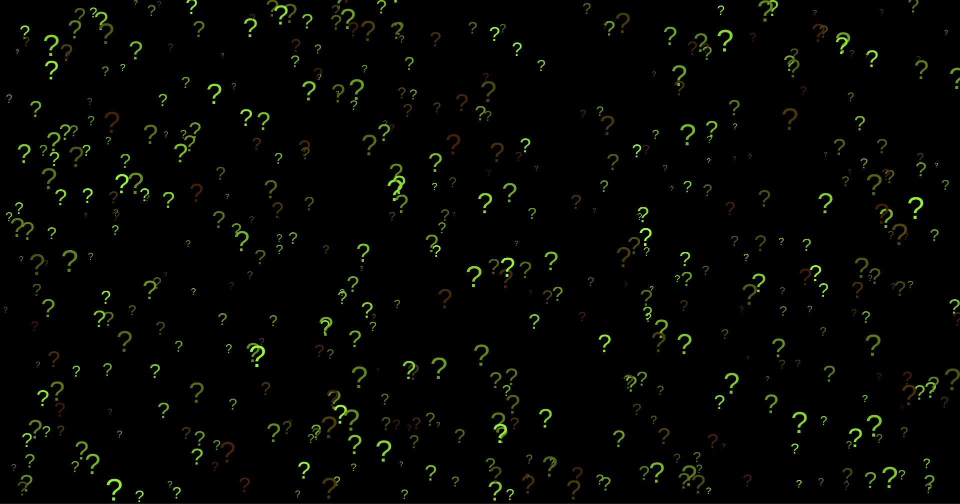 a particle system of question marks
