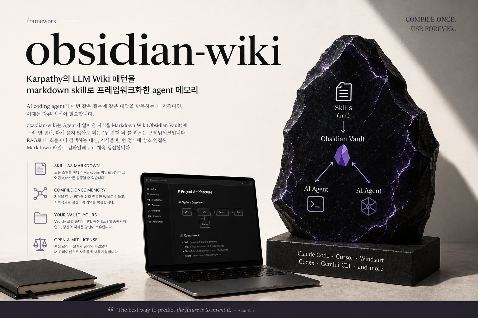 obsidian-wiki: Karpathy의 LLM Wiki 패턴을 markdown skill로 프레임워크화한 agent 메모리