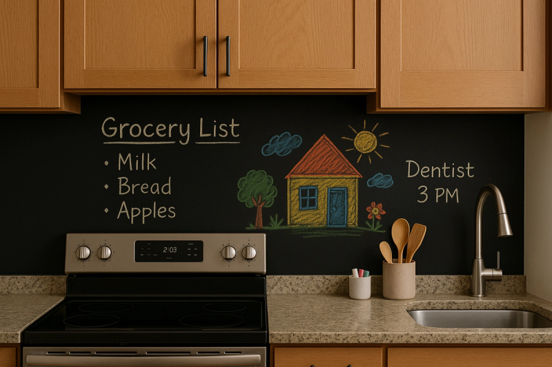 Painted Chalkboard Kitchen Backsplash