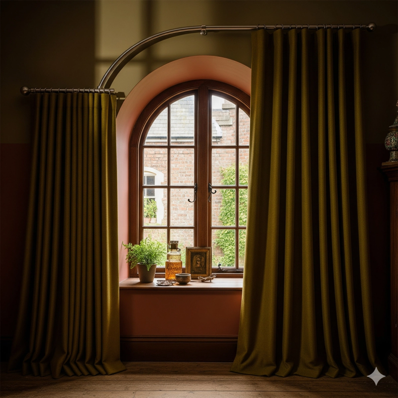 Window Treatments Arched _ Flexible Rod Drapery