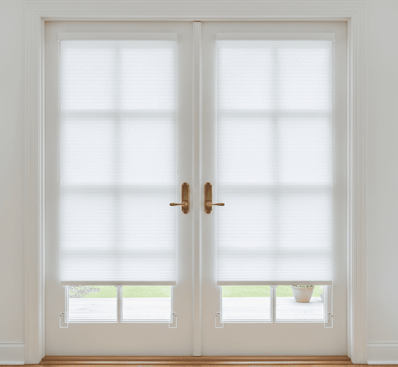 French Door Window Treatments _ Cellular Shades with Hold-Down Brackets