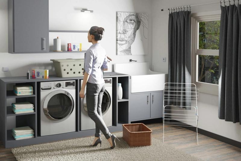 Paint Your Laundry Cabinets Instead of Replacing Them